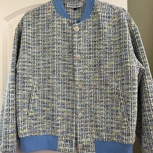 Rowen Avenue Blue Textured bomber jacket